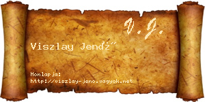 Viszlay Jenő névjegykártya